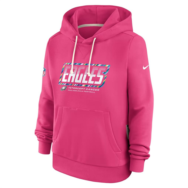 Men's Pink Philadelphia Eagles 2026 Crucial Catch Sideline Standard Issue Dri-FIT Pullover Hoodie